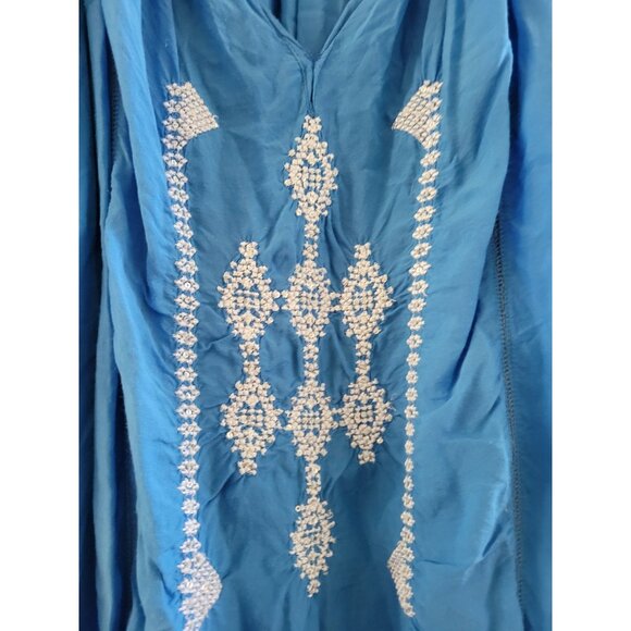 Melissa Obabash Angel Blue Peasant Blouse boho One Size fits all - Picture 5 of 9